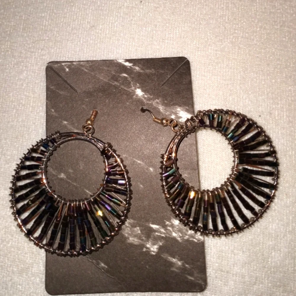 Multi-colored beaded dangle earrings
